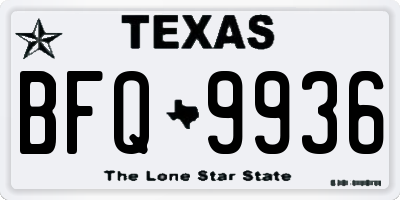 TX license plate BFQ9936
