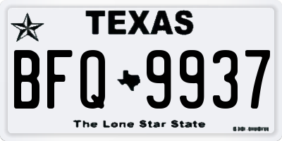 TX license plate BFQ9937