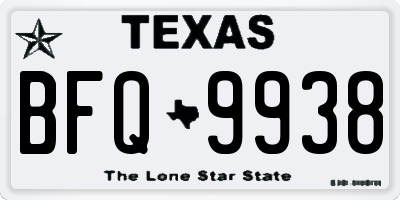 TX license plate BFQ9938
