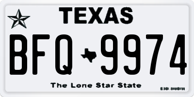 TX license plate BFQ9974