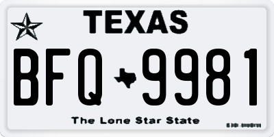 TX license plate BFQ9981