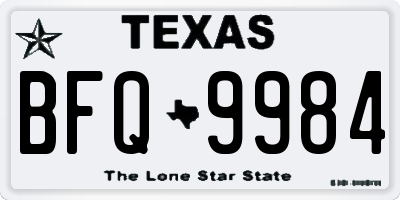 TX license plate BFQ9984