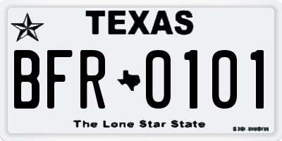 TX license plate BFR0101