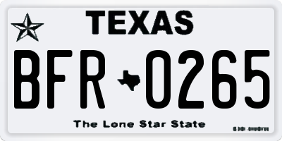 TX license plate BFR0265