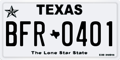 TX license plate BFR0401