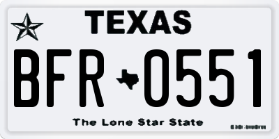 TX license plate BFR0551