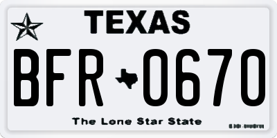 TX license plate BFR0670