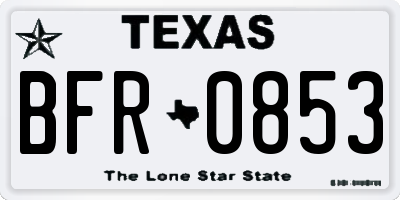 TX license plate BFR0853