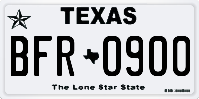 TX license plate BFR0900