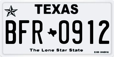 TX license plate BFR0912