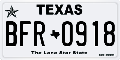 TX license plate BFR0918