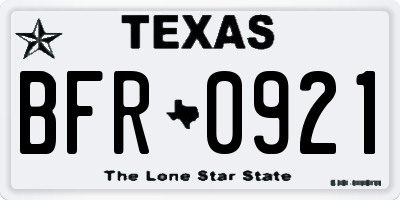 TX license plate BFR0921