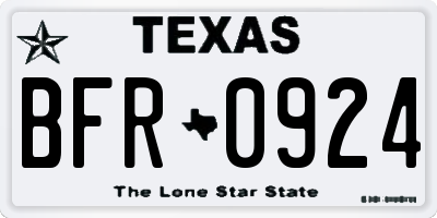 TX license plate BFR0924
