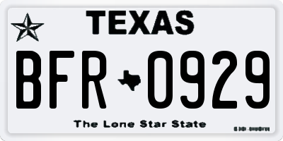 TX license plate BFR0929