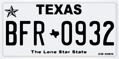 TX license plate BFR0932