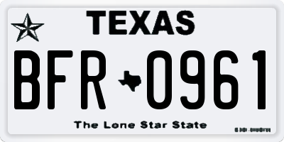 TX license plate BFR0961