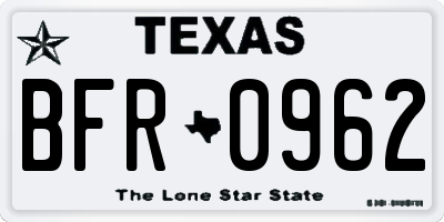 TX license plate BFR0962