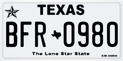 TX license plate BFR0980