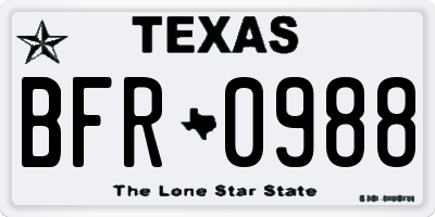 TX license plate BFR0988