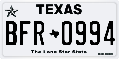 TX license plate BFR0994