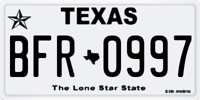 TX license plate BFR0997