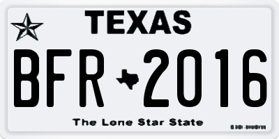 TX license plate BFR2016