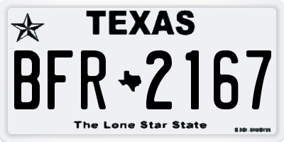 TX license plate BFR2167