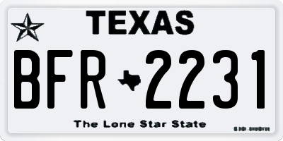 TX license plate BFR2231