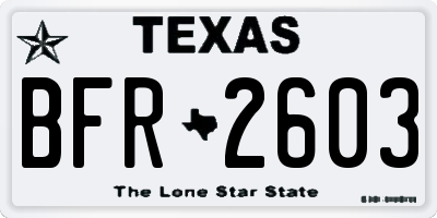 TX license plate BFR2603