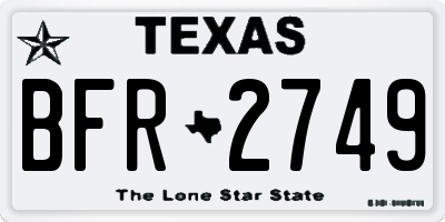 TX license plate BFR2749