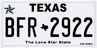 TX license plate BFR2922