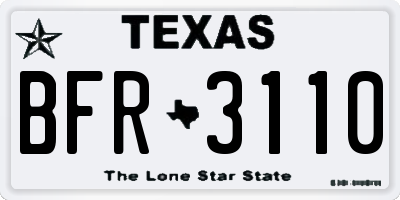TX license plate BFR3110