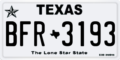 TX license plate BFR3193