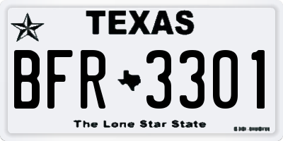 TX license plate BFR3301