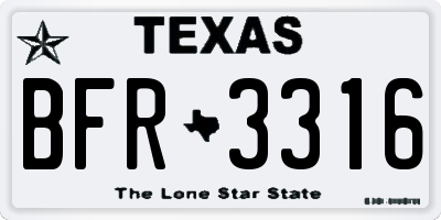 TX license plate BFR3316