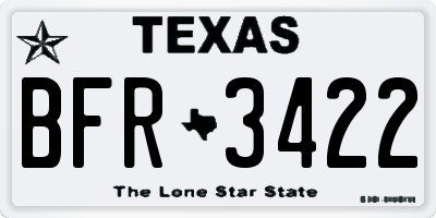 TX license plate BFR3422