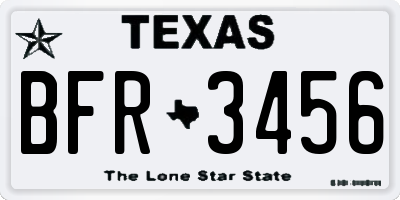 TX license plate BFR3456