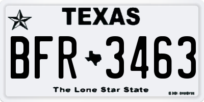 TX license plate BFR3463