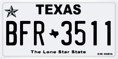 TX license plate BFR3511