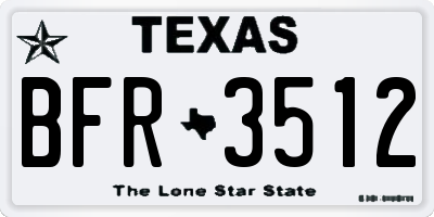 TX license plate BFR3512