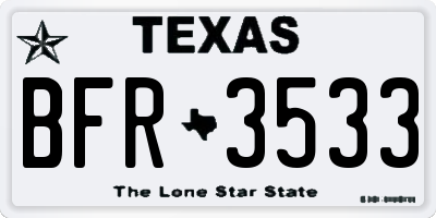 TX license plate BFR3533