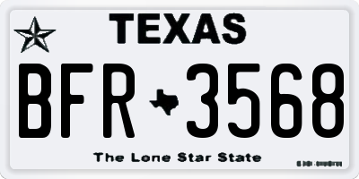 TX license plate BFR3568