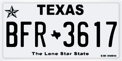 TX license plate BFR3617