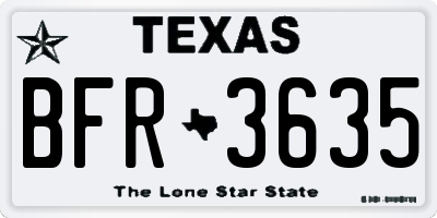 TX license plate BFR3635