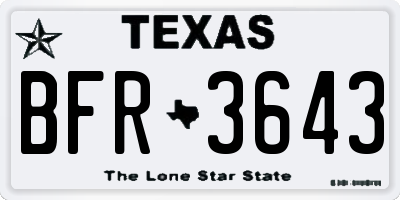 TX license plate BFR3643