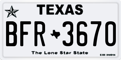TX license plate BFR3670