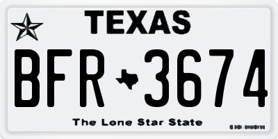 TX license plate BFR3674