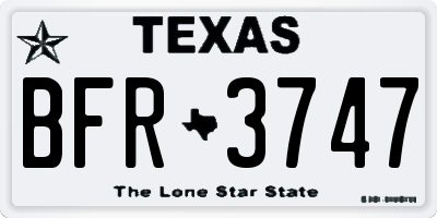 TX license plate BFR3747