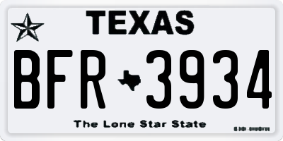 TX license plate BFR3934