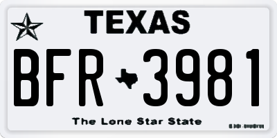 TX license plate BFR3981